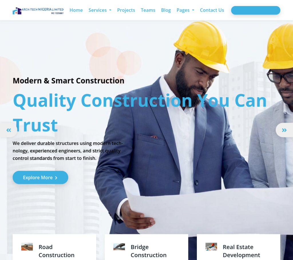 I Developed the Website for Arch-Tech Nigeria Limited – Full Digital Transformation